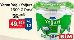 DOST YARIM YAĞLI YOĞURT 1500 G